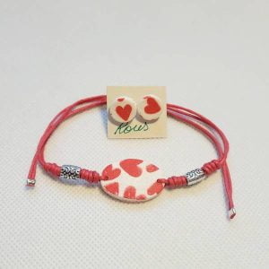 Colección Enamorados Conjunto pulsera y pendientes corazones